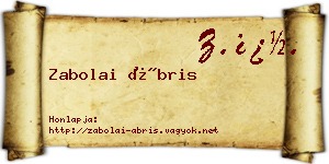 Zabolai Ábris névjegykártya